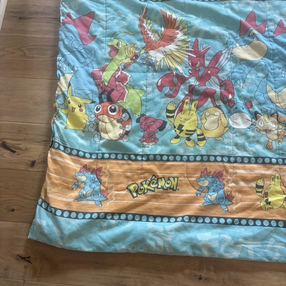 Vintage 1998 Pokemon Bed Comforter Blanket Nintendo Rare Video Game 86x58 RARE